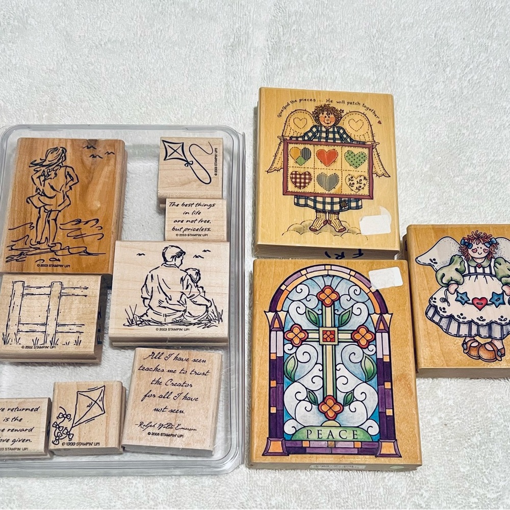 Angel, Cross, Family, and Beach Wooden Stamps
